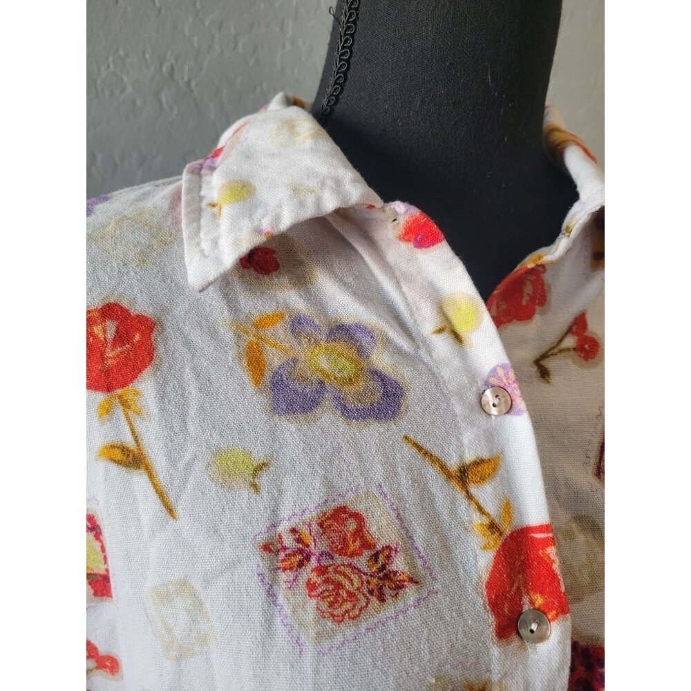 Hector & Orchard Tuscany Style Short Sleeve Collared Button Up Size L Linen City - Picture 3 of 11
